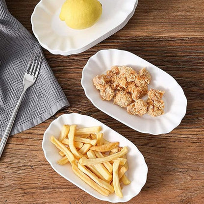 Luxshiny 2pcs Creative Ceramic Snack Plates Appetizer Dishes for Fruit French Fries and Dipping Sauces Elegant Kitchen Serving Plates for Parties and Casual Gatherings