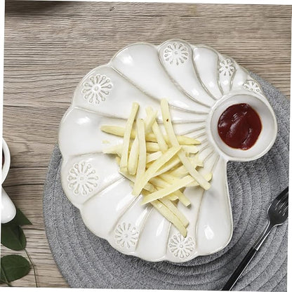 GLEAVI Unique Shell Shape Plate Ceramic Food Serving Dish for Daily Use Kitchen Tableware Decor