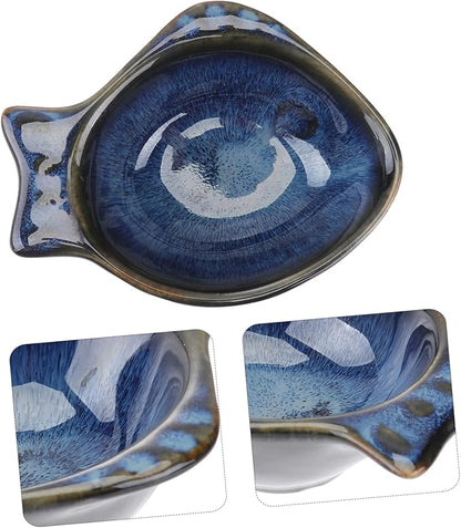 Fish Shaped Ceramic Flavor Dish Blue Appetizer Plate for Dipping Sauces Versatile Serving Bowl for Condiments Fruits Nuts for Home Picnics Restaurants
