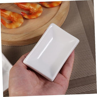 2pcs White Ceramic Appetizer Serving Tray Snack Dishes for Sauce Dishes Snack Plate Condiment Plate Food Display Tray