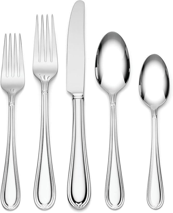 Lenox Ashbridge 80-Piece Flatware Set, 12.55, Metallic