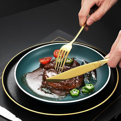Vilihkc Gorgeous Retro Royal Stainless Steel 5 Pieces Flatware Set, Silverware Set, Anti-rust Stainless Steel Cutlery Set Utensils Including Fork Spoon and Knife