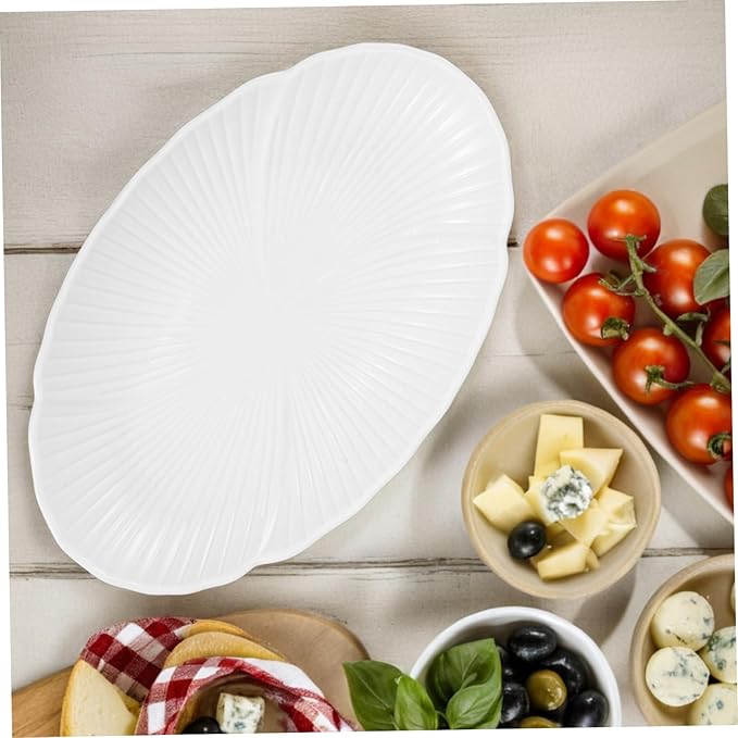 Tofficu Decorative Ceramic Plate Elegant Serving Dish for Cheese Fruits Condiments Appetizers Versatile Home Kitchen Decor with Unique Appeal and Coordinated Aesthetic