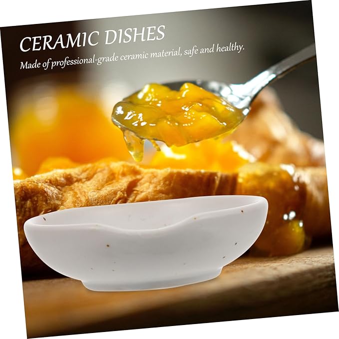 Alipis Ceramic Dipping Bowl Set with Vinegar Dish Square Appetizer Plates Seasoning Saucer for Home Use Beige Ceramic Sauce Dish for Snacks and Appetizers