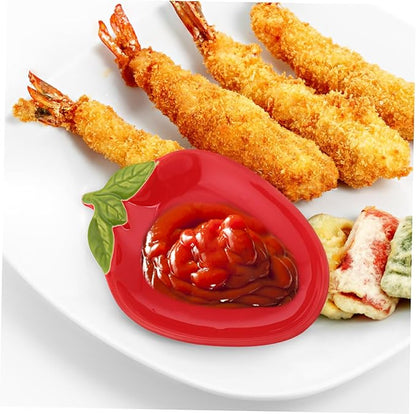 2pcs Creative Strawberry Ceramic Plates Cute Snack and Appetizer Dishes for Sushi Desserts and Sauces Easy to Clean Charming Fruit Shape Design