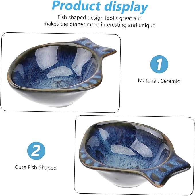 Alipis Ceramic Fish-shaped Sauce Dish for Seasoning Dipping Flavor Bowl Appetizer Plate for for Boys and Girls and Families Easy to Clean Versatile Use Restaurants and Picnics