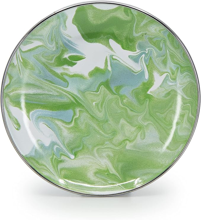 Golden Rabbit Enamelware Appetizer Plates, 6 inch, Modern Monet, Set of 4