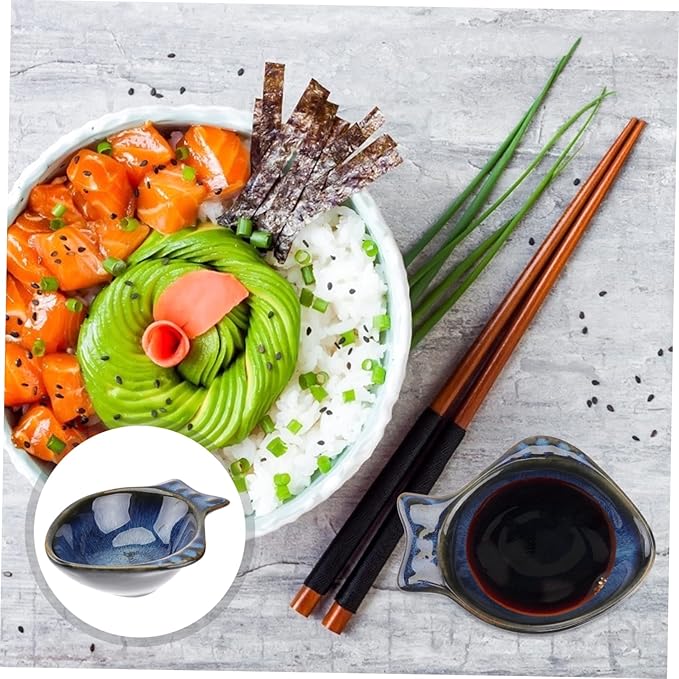 Fish Shaped Ceramic Flavor Dish for Seasoning Dipping Unique Appetizer Plate for Home Use Easy to Clean Versatile for Condiments Fruits Nuts More Blue