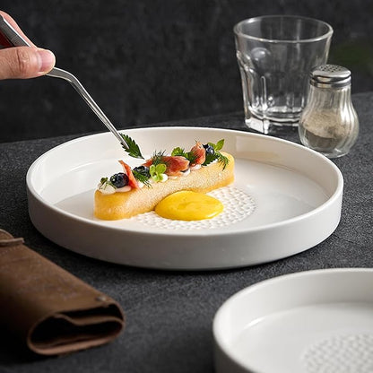 White Ceramic Appetizer Plates, Tableware for Salads, Steaks and Baking, Home Plates, Daily Feasts, Multiple Sizes, Microwave and Dishwasher Safe(Size:22 * 22 * 3CM,Color:White)