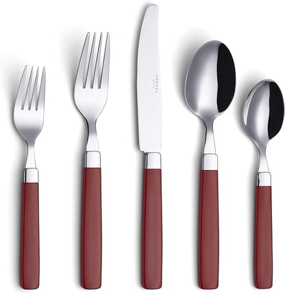 ANNOVA Silverware Set Stainless Steel Colorful Tableware Kitchen Flatware Set Utensils, Includes Dinner Knives, Forks, Spoons, Salad Forks & Dessert Spoons (Red, 20 Pieces)