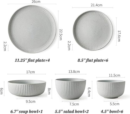 Dinnerware Set Dinner Party Tableware Service Set Creativity Porcelain Dinnerware Sets, White Vintage Matte Cereals Bowls and Steak Plates Sets | Ceramics Dinner Combination Set
