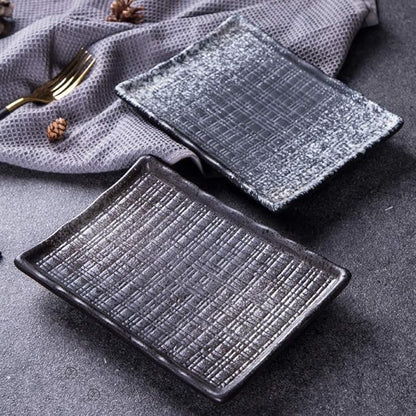 Ceramic cutlery salad bowl Ceramic Appetizer Plate Rectangular Snack Plate Sushi Plate Flat Plate Cake Plate Cold Dish Plate Snack Plate Set Plate small bowl (Color : B)