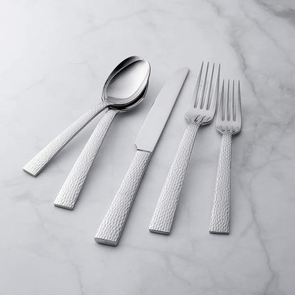 Supreme Housewares 20-Piece 18/8 Stainless Steel Flatware Set, Service for 4, Include Knives Forks Spoons Teaspoons Salad Forks, Mirror Polished, Dishwasher Safe (Hammered)