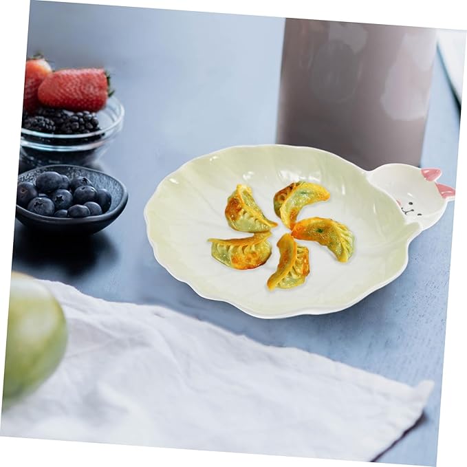 PRETYZOOM Cartoon Ceramic Serving Plate Adorable Rabbit Design for Appetizers Snacks and Desserts Versatile Kitchen Tray for Parties and Everyday Use Photo Prop and Easy