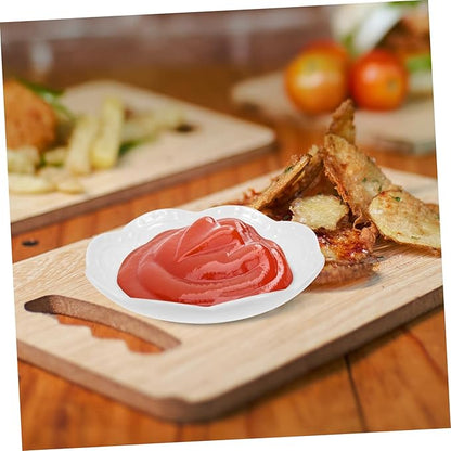 2pcs Elegant Ceramic Sauce Dipping Bowls Multipurpose Appetizer Plates with Embossed Floral Design for Home Restaurant Catering Events