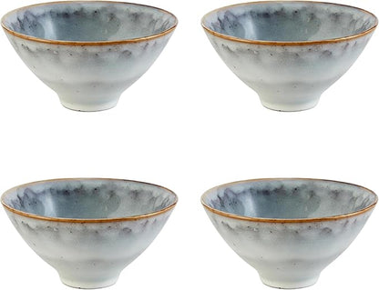 47th & Main Set of 4 Glazed Ceramic Bowls, 5.5" Diameter x 2.75" Tall, Light Grey