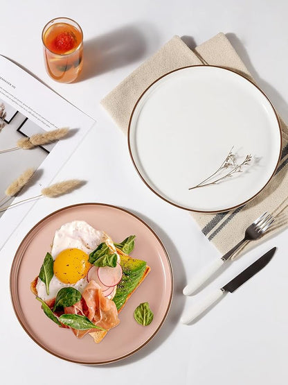 Yedio Dinner Plates, 10 Inch Porcelain Plates Set of 6, Serving Dishes, Large Dining Plates for Steak, Pasta, Pasta, Dinner, Dessert, Microwave Dishwasher Safe, Assorted Colors