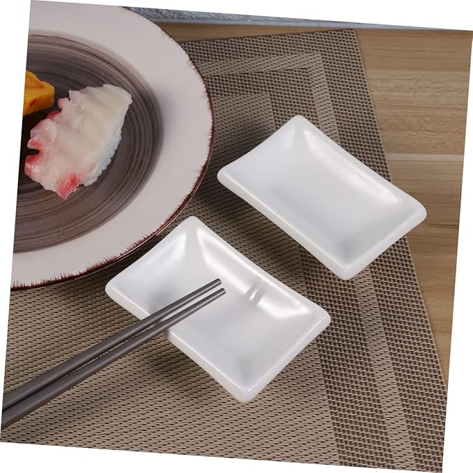 KICHOUSE 2 Pcs Pure White Ceramic Soy Sauce Tray Versatile Snack Serving Dish for Dipping Spices and Condiments Japanese Style Appetizer Plate for Everyday Use