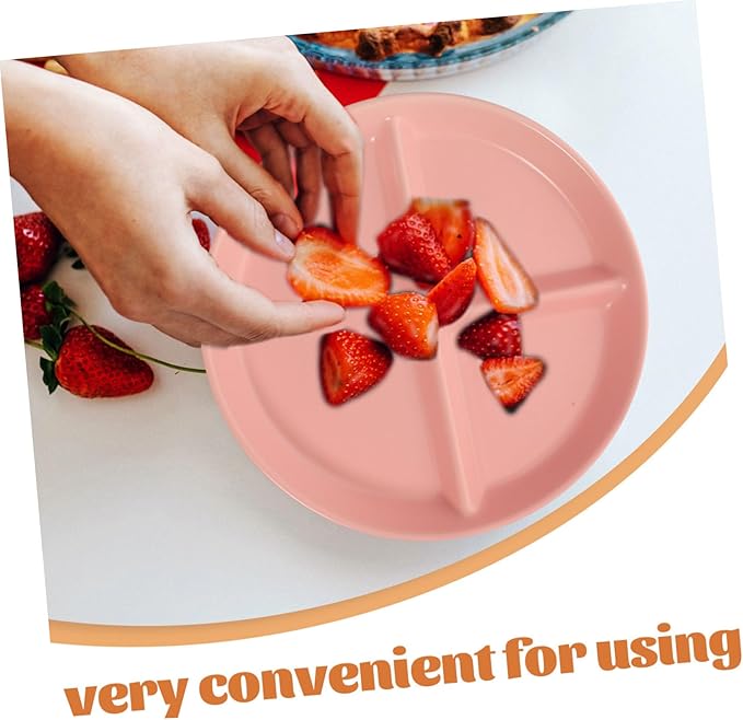 PRETYZOOM Ceramic Divided Plate Separated Dinner Plate for Healthy Eating Beautiful Pink Design for Adults Easy to Clean for Snacks Appetizers and Meals
