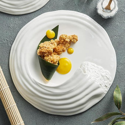 HEALLILY Ceramic Food Plate Creative Snack Serving Dish Western Style Porcelain Platter for Sushi Salad and Appetizers Easy to Clean for Weddings Gatherings