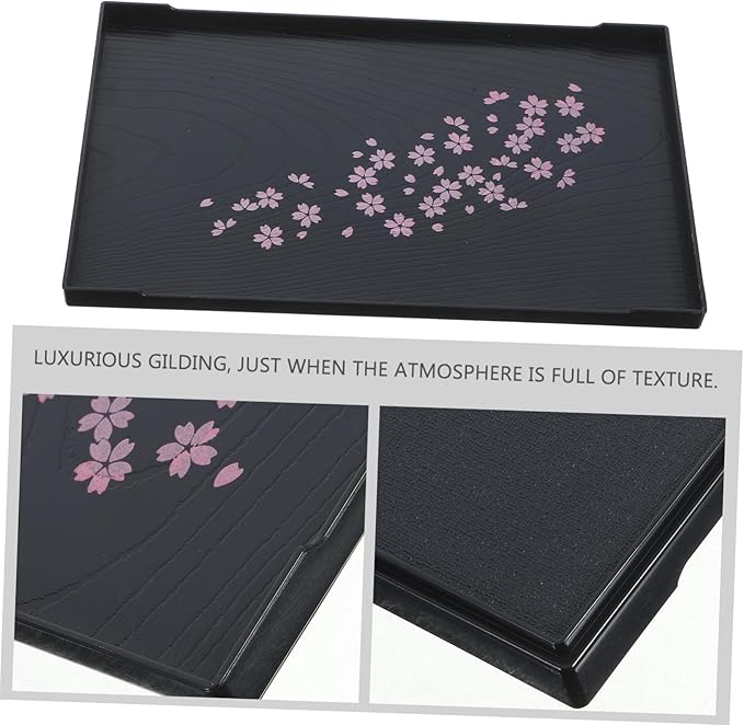 Happyyami Rectangular Tea Serving Tray with Elegant Pattern Multifunctional Food Platter for Snacks Fruits and Pastries Stylish Home Decor for Parties and Afternoon Tea