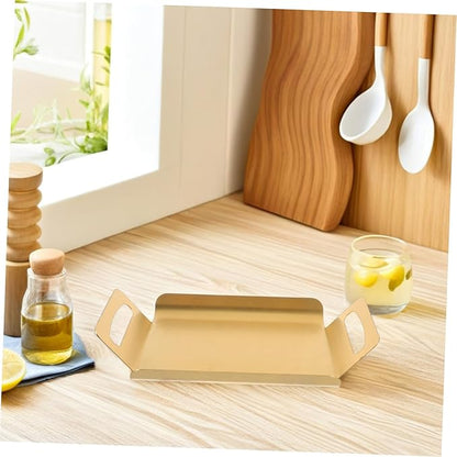 Decorative Stainless Steel Serving Tray with Handles Thickened Buffet Platter for Parties and Events Elegant Design for Snacks Desserts Tea