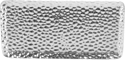 Hammered Stainless Steel Serving Tray, 19.5x9.5cm Rectangular Decorative Tray for Living Room Bedroom Kitchen Bathroom (Silver)