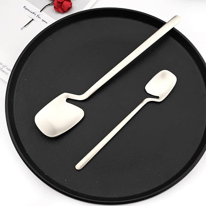 Hangable & Uinque Matte Silverware Flatware Set, 8-Pieces 18/10 Stainless Steel Cutlery Set Suitable For Family Couple Student Office Restaurant Party, Service for 2 (Silver)