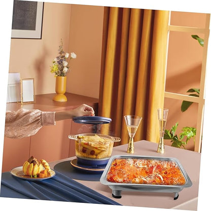 Cabilock Rectangular Stainless Steel Serving Tray Capacity Buffet Dish Food Holding Plate Easy to Clean