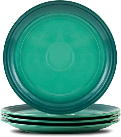 HASENSE Ceramic Dinner Plates Set of 4, 10 Inch Premium Dinnerware Dishes, Salad Serving Plates Elegant & Durable, Oven, Microwave & Dishwasher Safe,Perfect for Family and Entertaining,Gradient Green