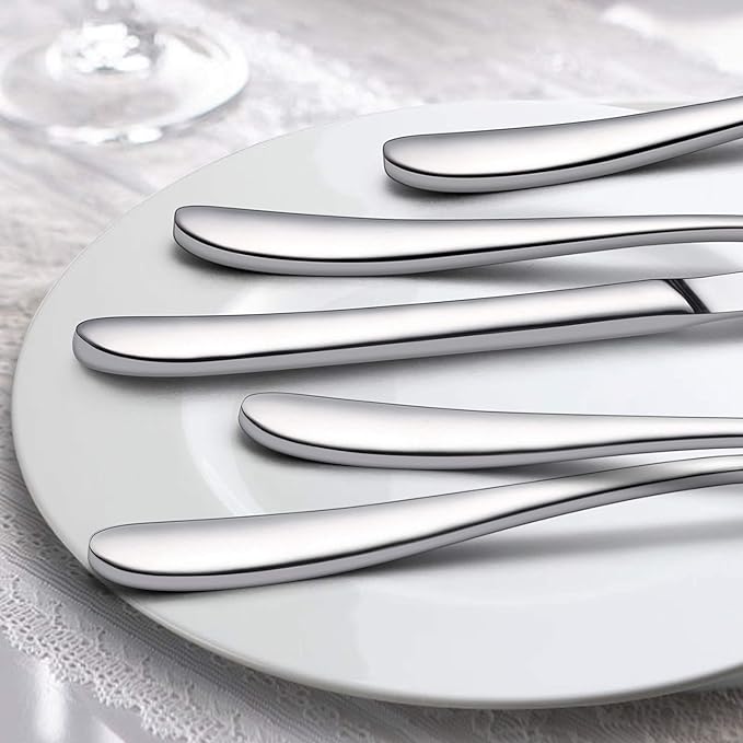 LIANYU 40-Piece Heavy Duty Silverware Set, Stainless Steel Flatware Cutlery Set for 8, Heavy Weight Eating Utensils Tableware, Mirror Polished, Dishwasher Safe