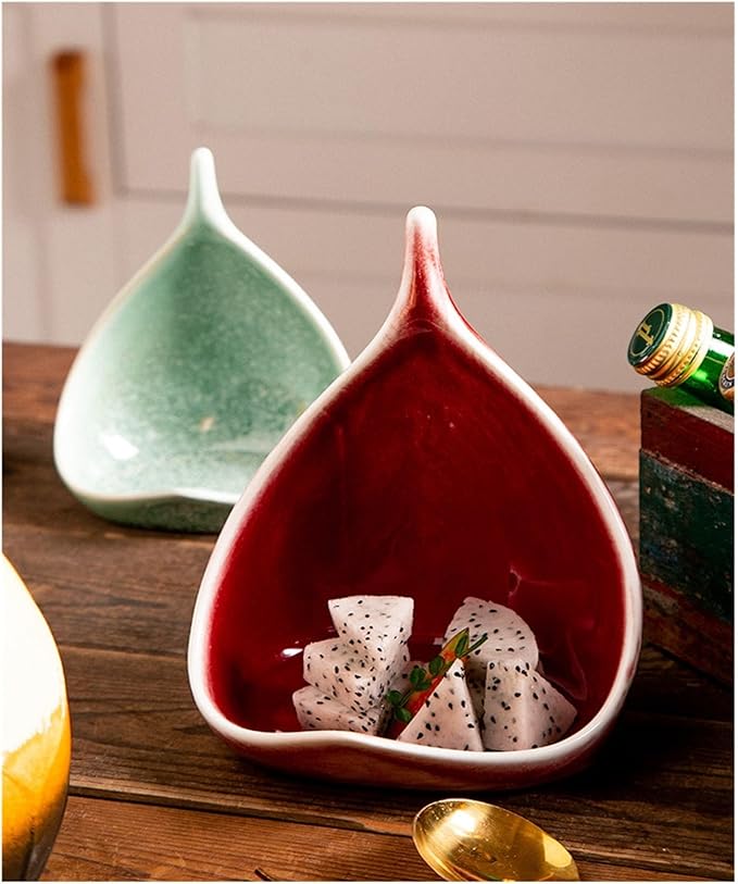 Appetizer Plates Hotel Cuisine Retro Ceramic Leaf Bowl Special-shaped Bowl Snack Bowl Cold Dish Bowl Dish Plate Cheap Plates(B)