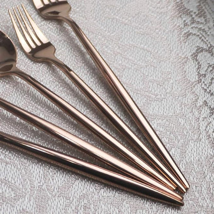 Portable Silverware Set - 5-Piece Flatware Cutlery Set - 18/10 Stainless Steel - Mirror Polishing Rose Gold - Travel Elegant Modern Utensils - Service for 1 Include Steak Knife Dinner Fork Spoon