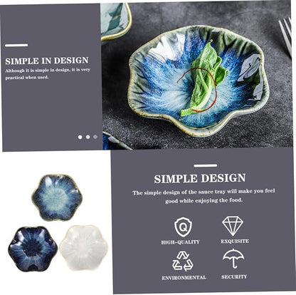 3pcs Ceramic Condiment Plates Unique Seasoning Dishes for Sauces Appetizers More Gradient Original Rice Vintage for Entertaining and Daily Use