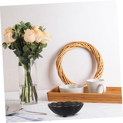 1pc Ceramic Sauce Plate with Trim Appetizer Dish for Condiments Salad and Desserts for Family School Picnic and Travel Use