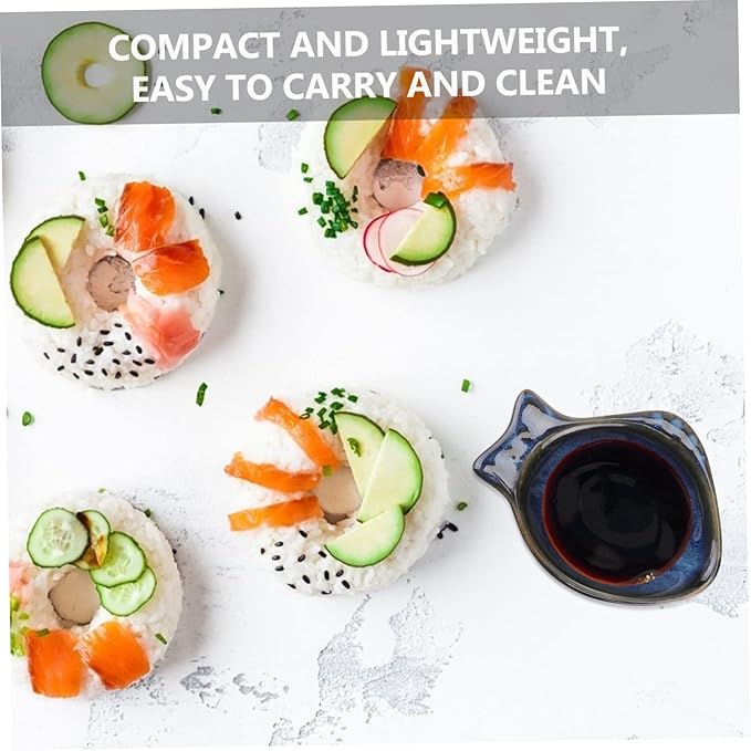 Fish Shaped Ceramic Sauce Dish Unique Appetizer Plate for Seasoning Dipping for Home Restaurants and Catering Easy to Clean Safe for Families Blue