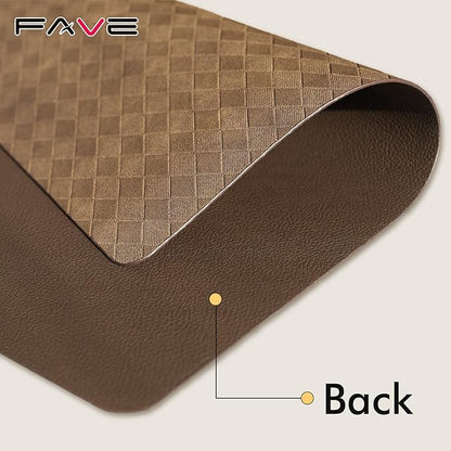 FAVE Faux Leather Place Mats Table Mats Set of 4 Heat Resistant Placemat for Kitchen Table Wipeable Placemats Fall Table Mats for Wedding, Banquet, Birthday, Party, Restaurant Decorations (Tan-4PCS)