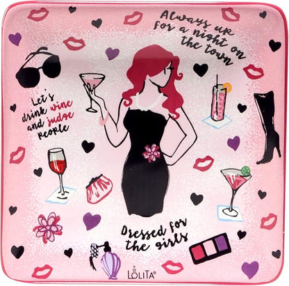 Certified International Lolita Divas On The Loose 6" Canape/Luncheon Plates, Set of 4