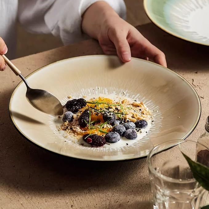 Kitchen Plates Creative Restaurant Salad Pasta Plate Kiln Turned Into Dinner Plate Hotel Appetizer Plate Dessert Plate Soup Plate Restaurant Plates(9inch)