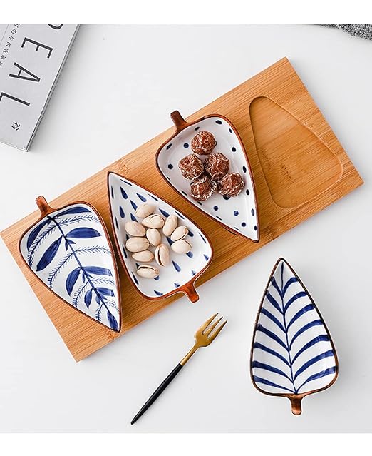Appetizers Plates Ceramic Material Leaf Shape Design Snack Candy Saucers Bowls Sauce Dishes Kitchen Sushi Soy Sauce Dishes