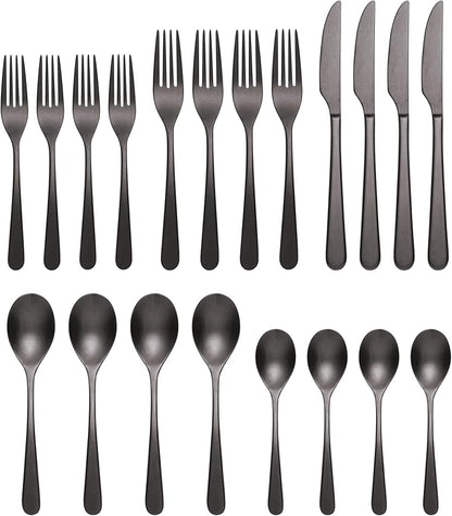 Oneida 894805 Kenbrook Black Tumbled 20 Piece Everyday Flatware Set, Service For 4