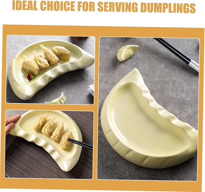 Cute Dumpling Shaped Ceramic Plate Versatile Appetizer Tray for Snacks Desserts Salads Porcelain Dinnerware Microwave Dishwasher Safe for Family Gatherings