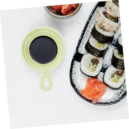 GLEAVI 4pcs Creative Ceramic Sauce Dishes Japanese Style Snack Holders for Condiments Versatile Appetizer Plates Matte Colors