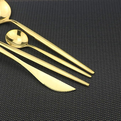 Gugrida 40-Piece Silverware Set 18/10 Stainless Steel Reusable Utensils Forks Spoons Knives Set, Mirror Polished Cutlery Flatware Set, Great for Family Gatherings & Daily Use (Service for 10, Gold)