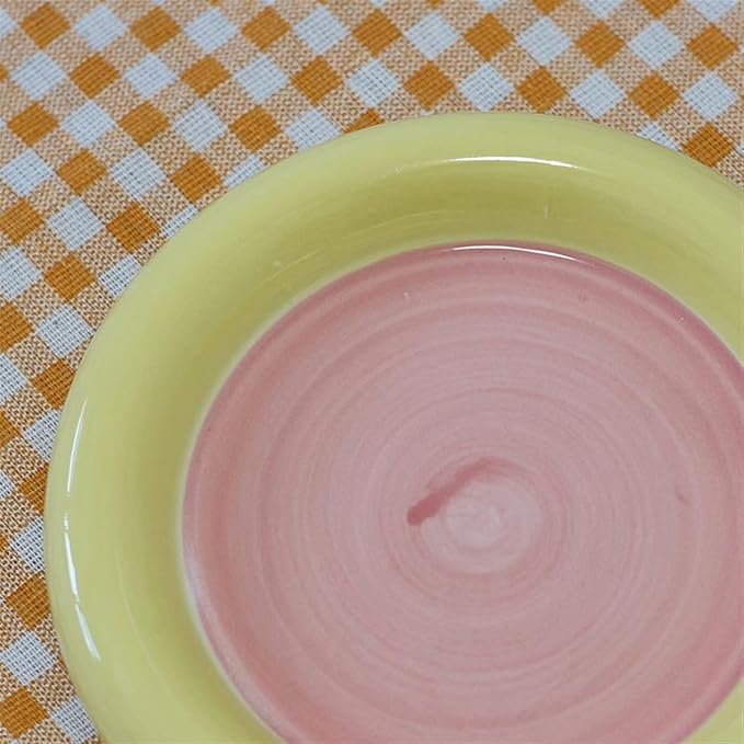 SONGCHAO Party Supplies Round Dinner Plate Cute Dessert Plate Ceramic Plate Home Dinner Salad Plate Color Breakfast Plate Plate Party Plates (Color : 003)