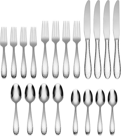 Oneida Reyna 20 Piece Set, Service for 4, 18/0 Stainless Steel, Silverware Set, Dishwasher Safe