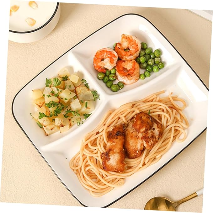 Divided Serving Plate Set Ceramic Dinnerware Set of Square Plates for Appetizer Cake Dessert Grill Meat Fish Sandwich Fruit