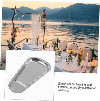 Homoyoyo 1Pc Stainless Steel Multi Functional Serving Tray Buffet Plate for Snacks Dishes Food Dish with