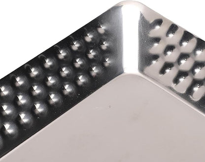 Stainless Steel Rectangular Serving Tray, Multipurpose Silver Decorative Platters, 9.8 x 4.3 x 0.6 Inch for Vanity Platter Kitchen Bathroom Counter Storage Counter Organizer