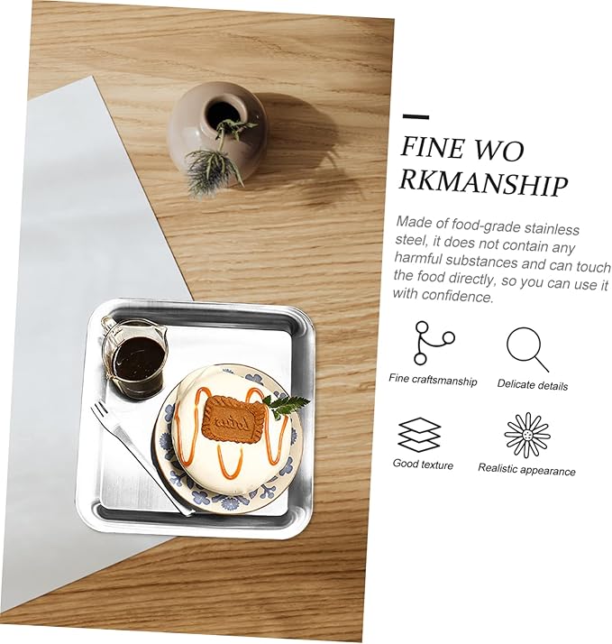 IMIKEYA Dessert Tray Smooth Edges Stainless Steel Serving Tray Elegant Fruit Storage Plate for Picnic